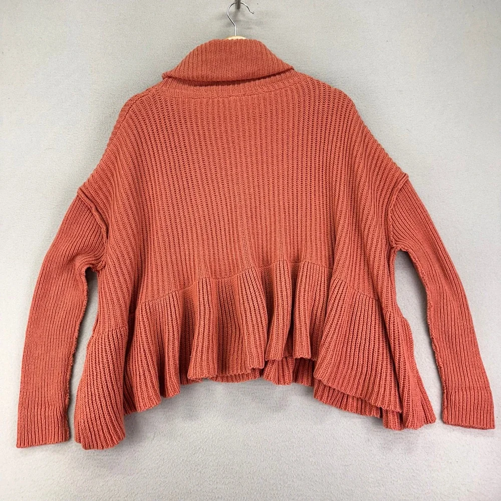 Free‎ People Sweater Womens XS-M Pink Oversized Turtleneck Peplum